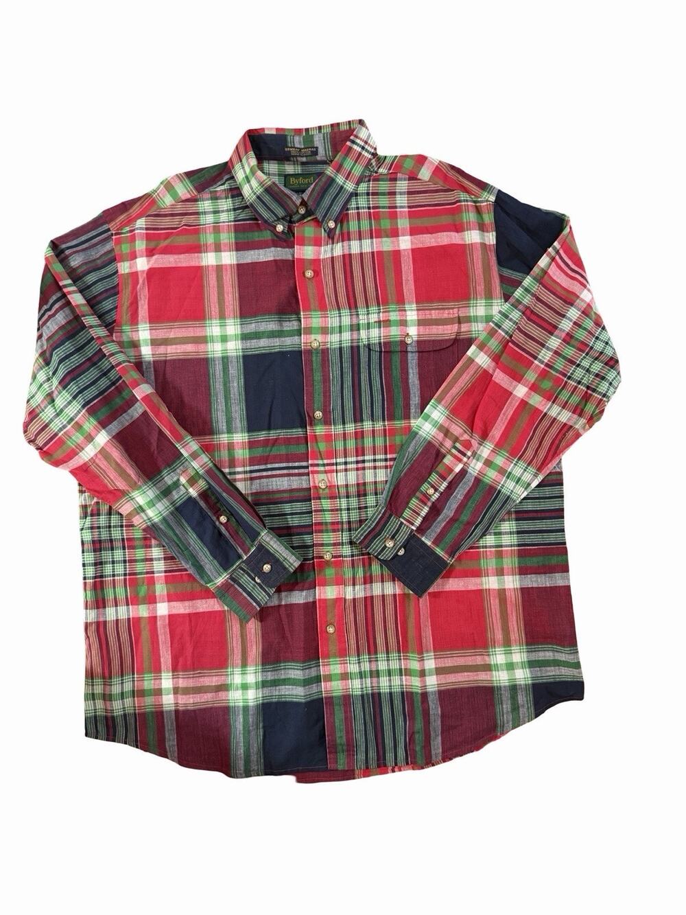 Byford 100% Cotton Men's Red Plaid Button Down Shirt